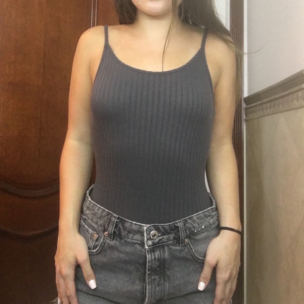 gray bodysuit